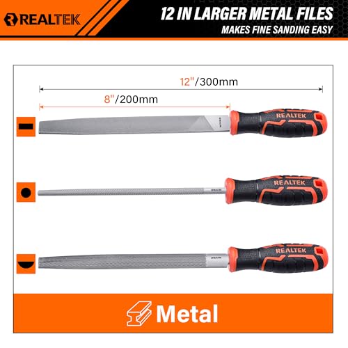 REALTEK 3Pcs Metal File Set,Half Round/Flat/Round Files for Metal - style: MetalFiles-3pc