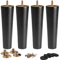La Vane 8 inch / 20cm Wooden Furniture Legs, Set of 4 Black Solid Wood Tapered M8 Furniture Replacement Feet with Pre-Drilled 5/16 Inch Bolt & Mounting Plate & Screws for Sofa Chair Couch Ottoman - size: 8 inch
