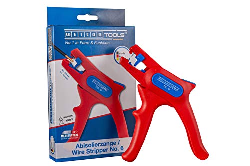 WEICON Wire Stripper No. 6 | 12-Pack | Approval up to 1000 Volt | VDE-Tested | Stripper | Stripping Tool | Stripping Tool for Round Cables 0.2-6mm² (24-10 AWG) | red | 100% Made in Germany - size: 12er Set