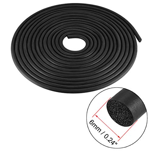 uxcell Foam Rubber Seal Weather Strip 6mm Diameter 5 Meters Long Black - size: 6mm x5m