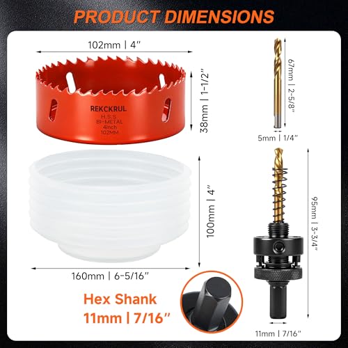 (102mm | 4 Inch) HSS M42 with 8% Cobalt Bi-Metal Hole Saw - size: 102mm | 4 Inch