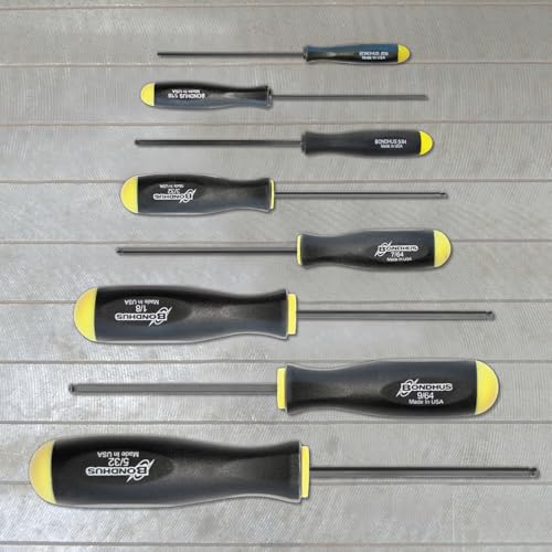 Bondhus 10632 Set of 8 Balldriver Screwdrivers, ProGuard Finish, sizes .050-5/32-Inch