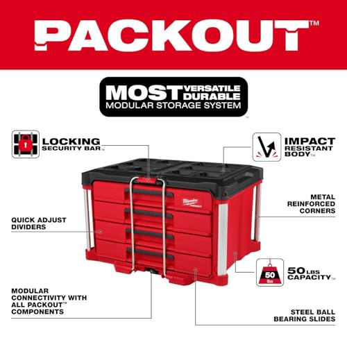 Milwaukee Packout 4 Drawer Tool Organizer Box - 48-22-8444
