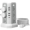 PASSUS Surge Protector Power Strip Tower 10FT (4A1C) with PD18W USB C Port - style: Gray White-4A1C
