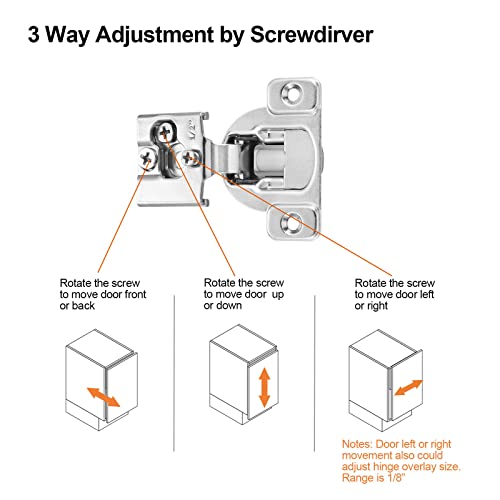 Soft Close Cabinet Hinges for Kitchen, 1/2” Overlay, 4 Pack - size: 1/2 Inch Overlay