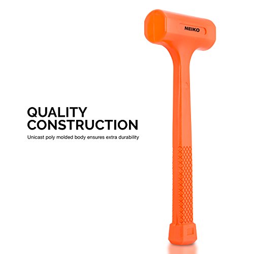 Neiko 02846A 1 LB Dead Blow Hammer, Neon Orange I Unibody Molded | Checkered Grip | Spark and Rebound Resistant - size: 1 Pound, style: Dead Blow