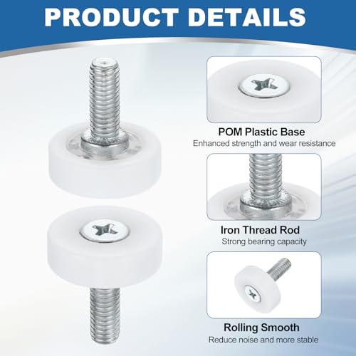 uxcell 6Pcs 22mm Drawer Rollers,M6x0.59 Thread Plastic Positioning Pulley | Flat Surface Small Drawer Pulley Bearing Replacement Wheel for Furniture Parts Cabinet Cupboard Slides - size: 22mm M6 x 0.59"