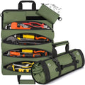 ANILD 15.5 Inch Extra Long Tool Bag Roll Up, Roll Up Tool Bag Organizer - color: Green, size: Large