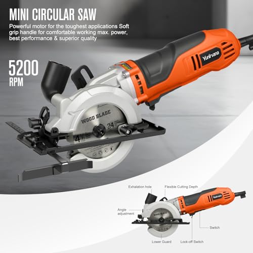 Yunirvana 710W Corded Mini Circular Saw,5200RPM Electric Circular Saw