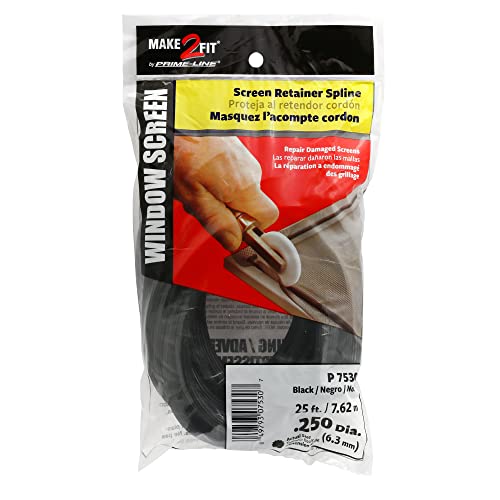 Prime-Line P 7530 0.25 in. x 25 Foot Roll, Black Spline - size: 0.25