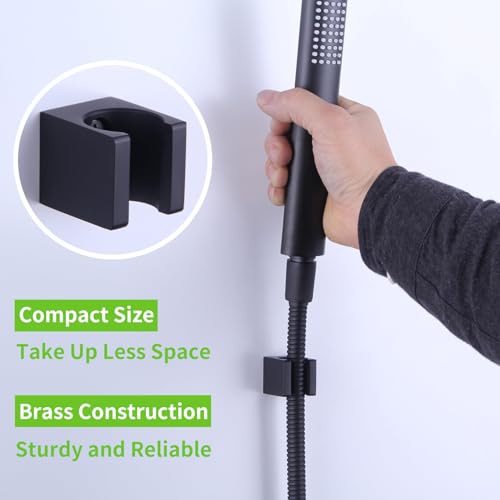 Angle Simple Shower Wand Holder Wall Mount, Solid Brass, Matte Black - color: Matte Black
