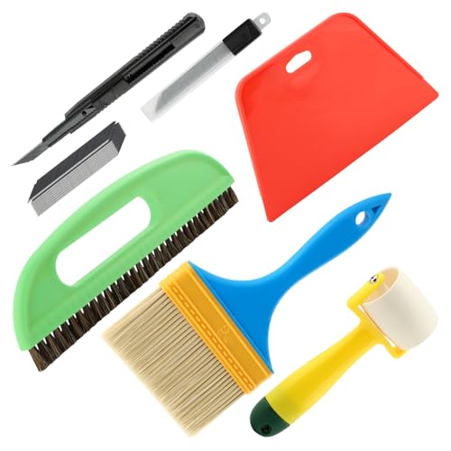 LOQJSS Wallpaper Smoothing Tool Kit,15 Pcs Smoother Tools Set,Wallpaper Smoothing Brush,Wallpaper Squeegee Seam Roller,Wallpaper Tools for Applying Peel and Stick Wallpaper