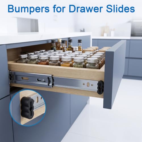 20Pcs Drawer Stoppers Slide Bumper, Rubber Drawer Slides End Stoppers Replacement Parts, Black Drawer Stoppers for Dresser Cabinets Kitchen Furniture Wardrobes