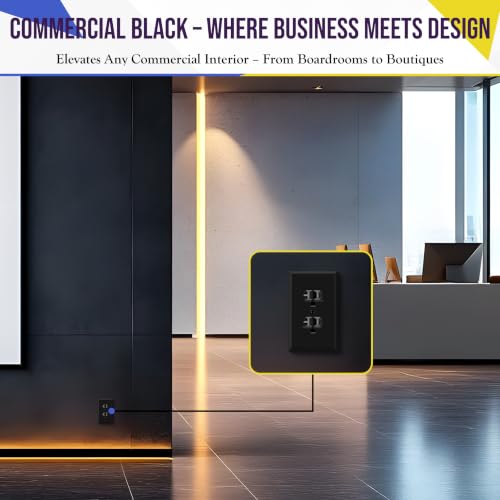 ENERLITES Duplex Receptacle Outlet Metal Wall Plate, 1-Gang, Black Matte - color: Black Matte, size: Standard Size