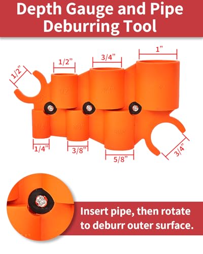 12 Pcs 1/4-1 Inch Depth Gauge and Pipe Deburring Tool, Removal Tools Set for Sharkbite Fittings, Deburring Tool with 5 High Speed Steel Blades,Plumbing Tools Kit for PEX Copper PVC CPVC Pipes