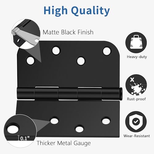 12 Pack Matte Black Door Hinges 4 Inch, Exterior Door Hinges - color: Matte Black, size: 4" 12 Pack