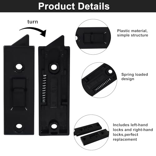 4 Pcs Window Latch Tilt Locks Latch, Spring-Loaded 76mm (Black) - color: Black, size: 4 Pack