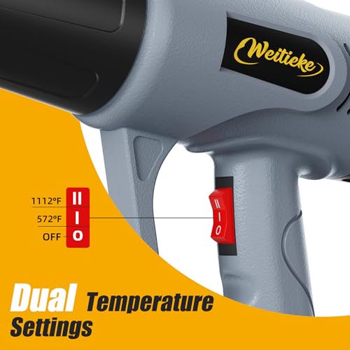Heat Gun，572℉& 1112℉ Dual Temperature Control Heat gun', Overload Protection with 4 Nozzles for Crafting, hot air gun，Shrink Wrapping, Phone Repair, Epoxy Resin