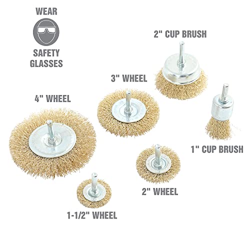 OEMTOOLS 26065 Wire Brush Drill Attachment Set, Wire Brush for Drill Removes Rust, Paint, and Scale, 6 Pc Wheel and Cup Kit with 1/4 Inch Shank, 4,500 Max RPM - style: 6-Piece Set
