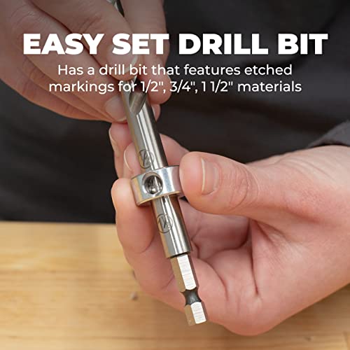 Kreg KPHA308 Easy-Set Pocket Hole Drill Bit with Stop Collar & Gauge/Hex Wrench - size: 3/8" x 6"