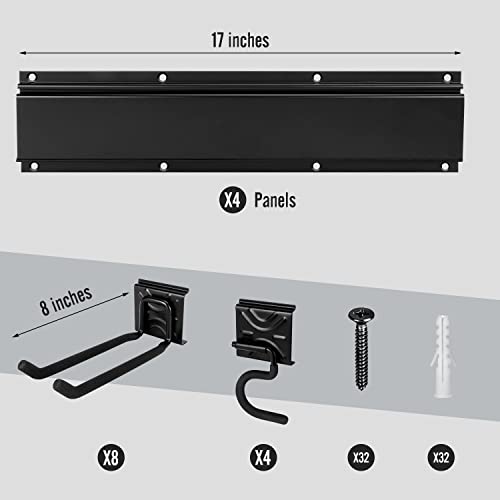 SMARTOLOGY Modular Heavy-Duty Steel Garage Tool Storage Rack - 150 lbs Weight Capacity Weather-resistant Powder-Coated Wall Mount Organizer for Shovels, Rakes, Ladders & Landscaping Equipment - size: 68 in rack with 12 hooks