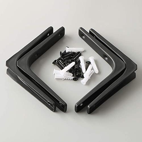 SAYAYO Wall Shelf Bracket Black, 4 Inch Heavy Duty L Bracket for Wood - color: Black, size: 4 x 4 Inch (4 PCS)