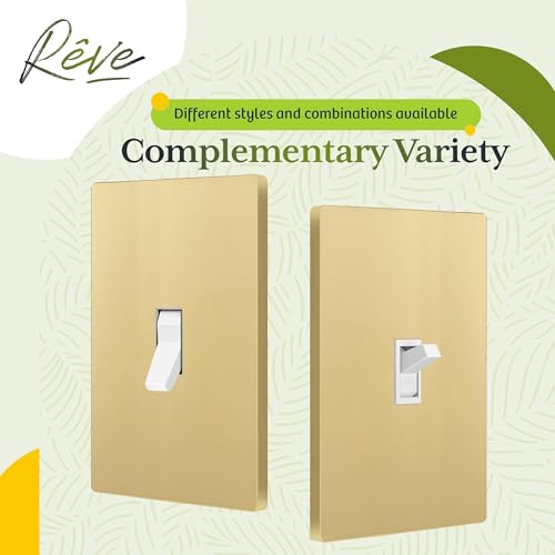 TG Mid-Size Screwless Toggle Light Switch Cover Plate, 1 Pack, White - color: Gold, size: 1 Gang