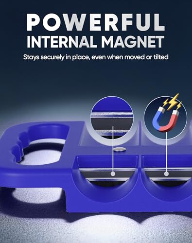 Reniteco 3-Piece Magnetic Socket Organizer Tray, for 1/2'', 3/8 '', 1/4'' Drive Metric/SAE Hold up to 76 Sockets, Heavy-Duty Socket Holder with Handle & Magnetic Base, Sockets Not Included - color: Blue