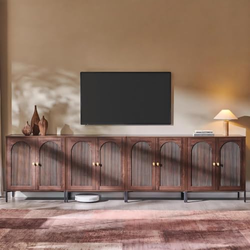 IFGET 123.5" W Modern Arched Sideboard Buffet Cabinet with Storage, Brown - color: Brown, size: 4 Pieces