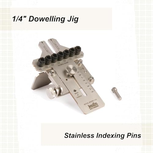JessEm 08356 1/4" Stainless Steel Dowelling Jig with Angle Guide Precision Woodworking Joinery Tool for Edge, Face, and Corner Dowels