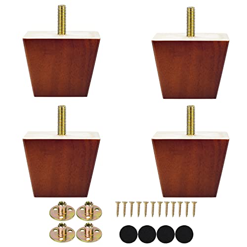 Michanco 2 inch Sofa Legs Square Furniture Feet Screw in Wood Replacement Leg Set of 4 for Ottoman Couch Armchair Recliner - size: 2 Inch Walnut
