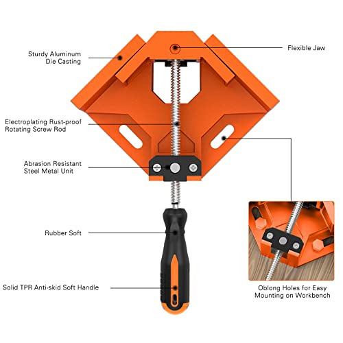 Housolution Right Angle Clamp, [4PACK] 90° Aluminum Alloy - Orange - color: Orange