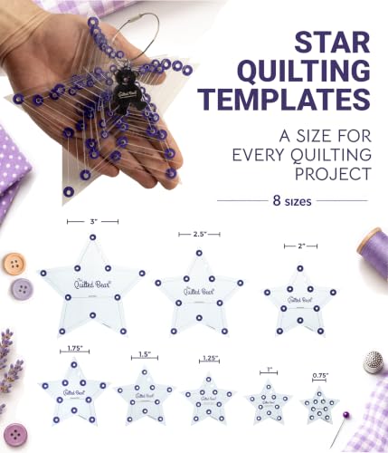 The Quilted Bear Star Quilting Templates, Set of 8 - size: Star