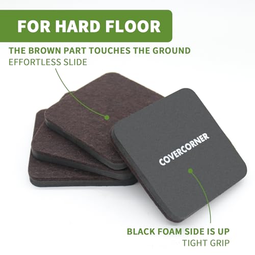 Felt Furniture Sliders for Hardwood Floors 8 PCS, 3 1/2" Brown - size: 8 PCS 3 1/2'' Brown