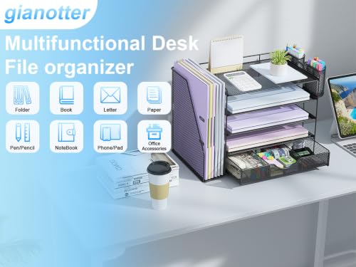 gianotter 5-Tier Desk Organizer with Drawers and File Holders - color: Black, size: 5T
