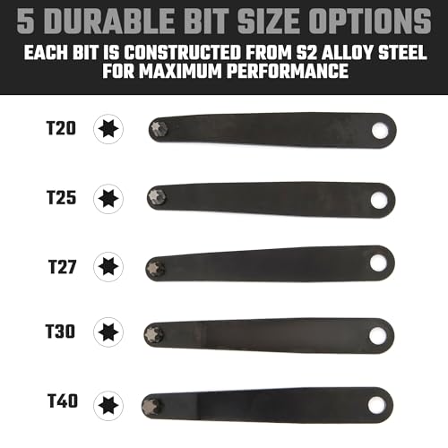 NEIKO 01325A Ultra Low Profile Offset Screwdriver Torx Set, 5 Pc, Heavy Duty S2 Steel Construction, 10mm Bit Depth, Angled Hex Bit, Bent Screwdriver for Tight Spaces, Allen Wrench Keychain - style: Torx
