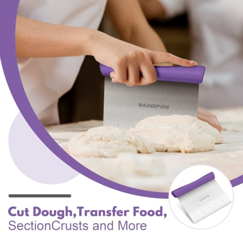 Multi-Purpose Stainless Steel Bench Scraper Dough Blender & Pastry Cutter - color: Purple