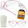 HTS HUNTERSKY Super Flexible Lightweight Anti Fog Wrap-Around U6 Clear Shooting Safety Glasses with ANSI Z87.1 Scratch Resist - color: Light Pink / Clear (1 Pack)