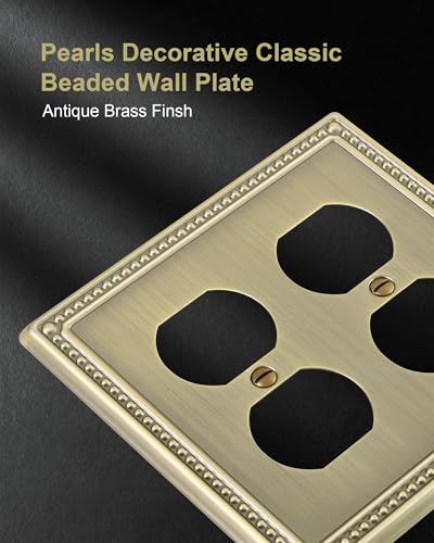 2-Pack Double Duplex Outlet Cover, Antique Brass - size: Double Duplex 2PK