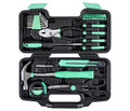 CARTMAN 39-Piece Household Tool Set, Green Hand Kit With Storage Case - color: Green