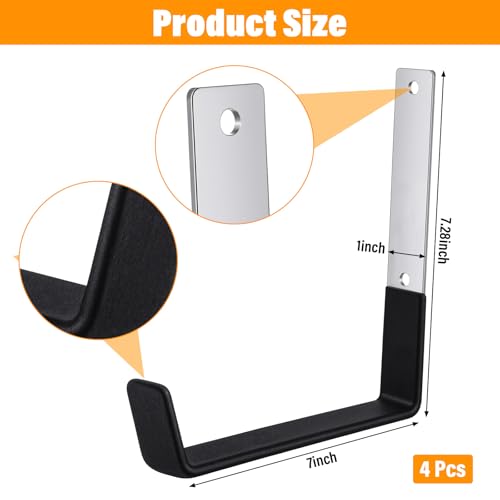 4 Pcs Heavy Duty Garage Hooks, Stainless Steel Wall Mount Utility Hooks Storage Tool Holder Hanger Organizer for Garden Hose, Ladder, Bike