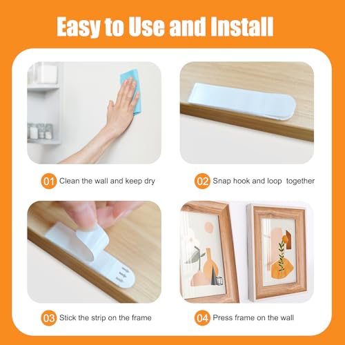 Picture Hanging Strips Heavy Duty, 40 Pairs Sticky Picture Hangers - size: Small-40 pairs