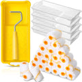 Leumoi Pack of 30 Paint Roller Kit Includes 24 Pcs 2 Inch Microfiber Roller Covers with Tray, 1 Mini Roller Frame, 4 Liners, Touch Up Trim Kit with Tray for House Painting Supplies