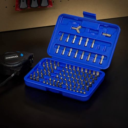 NEIKO 10048A Security Bit Set 100-Piece Set Cr-V Steel 1/4-inch Adapters Phillips Slotted Hex Torx Star Tamperproof Pozi Square Spanner Torque Tri-Wing Clutch Spline Wing Nut, Security Torx Bit Set - size: Screwdriver Bit, style: Security