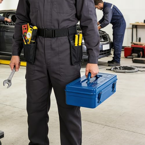 16 Inch Portable Steel Tool Box with Handle, Heavy Duty