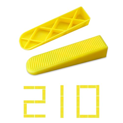 Tile Leveling System Wedges 210 pcs Reusable Tile Leveler Wedges for 1/8" 1/16" 1/32" Spacers and Tile Leveling Clips Tile Leveler Tools for Wall Floor Tile Stone Installation Yellow - size: 210pcs tile wedges