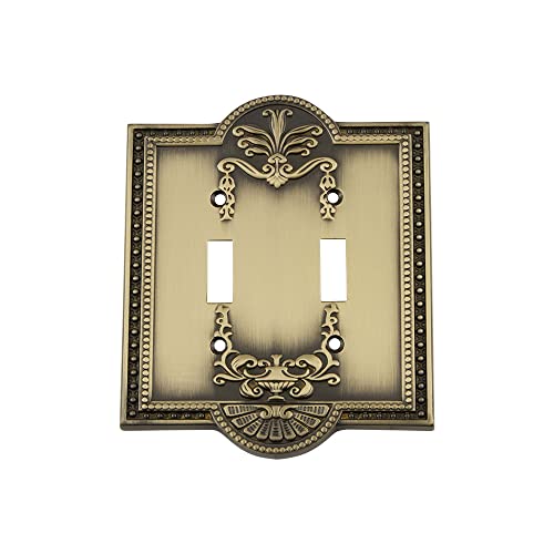 Nostalgic Warehouse Meadows Light Switch Cover Plate - color: Antique Brass, size: Double Toggle