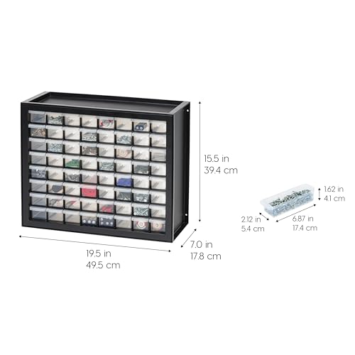 IRIS USA 64-Drawer Screw Organizer, Hardware Storage, Made in USA, Black - color: Black, size: 64 Drawer