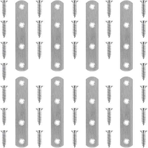 8 Pack Flat Straight Brace Brackets 4 Inch Stainless Steel Mending Plates Repair Fixing Brackets Heavy Duty Straight Repair Joining Plates with Screws - size: 8 PCS-4 inch