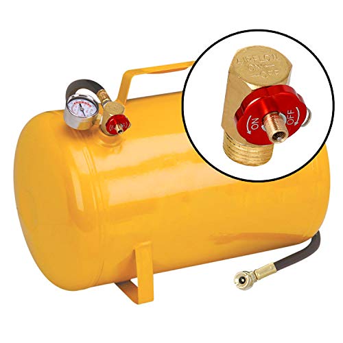 Hromee Air Tank Manifold Tool with Fill Port, Aluminum Shut Off Safety Valve and Relief Bypass 1/2" NPT Tank x 1/4" NPT Hose x 1/8" NPT Gauge for Air Compressor Portable Carry Tank - size: Air Tank Manifold Tool